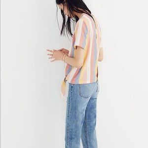 Madewell button back tie tee in sherbet stripe